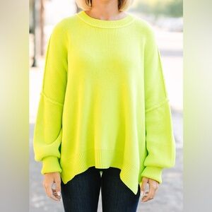 Free People Oversized Lime Green Sweater